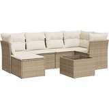 Maison Chic Seti vrtnega pohištva - Vrtna garnitura - Vrtni pohištvo set 7-delna z blazinami bež poli ratan, (21801541) | Shoptok.si