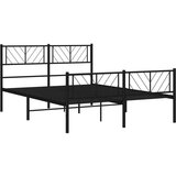 vidaXL Kovinski posteljni okvir z vzglavjem in vznožjem črn 120x190 cm | Shoptok.si