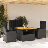vidaXL 4-dijelni vrtni blagovaonski set od poliratana s jastucima crni | shoptok.hr
