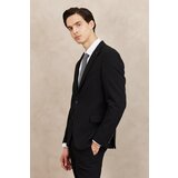 Altinyildiz classics Men's Black Recycle Extra Slim Fit Slim Fit Monocollar See-through Patterned Suit.