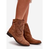 Boto Cut-out Women's Low Ankle Boots With Zipper Brown Irinette | ePonuda.com