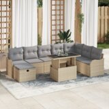 vidaXL 9 delni set vrtnih sofa z blazinami bež poli ratan | Shoptok.si