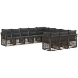 vidaXL Vrtna sedežna garnitura 11 pcs Siva poli ratan, (5000272154) | Shoptok.si