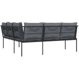  Vrtna sofa s jastucima L-oblika crna od čelika i tekstilena | shoptok.hr