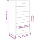  Komoda sa 6 ladica Artisan hrast 50x34x96 cm izrađeno drvo | shoptok.hr