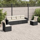  6-dijelni set vrtnih sofa s jastucima crni od poliratana | shoptok.hr