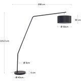 Kave Home Črna stoječa svetilka s tekstilnim senčilom (višina 221,5 cm) Ciana – | Shoptok.si