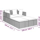 LEŽAJ za sunčanje s jastucima sivi 182 x 118 x 63 cm poliratan | shoptok.hr