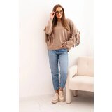 Kesi Włoski Women's butter-colored sweatshirt with decorative sleeves fango | ePonuda.com