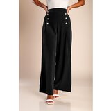Fenzy Elegantne Dolge Hlače Z Gumbi, Črne Barve | Shoptok.si