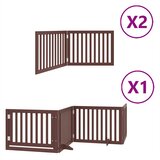  Vrata za pse s vratašcima 8 panela sklopiva 640 cm drvo topole Smeđa 80 x 60 x 2 cm | shoptok.hr
