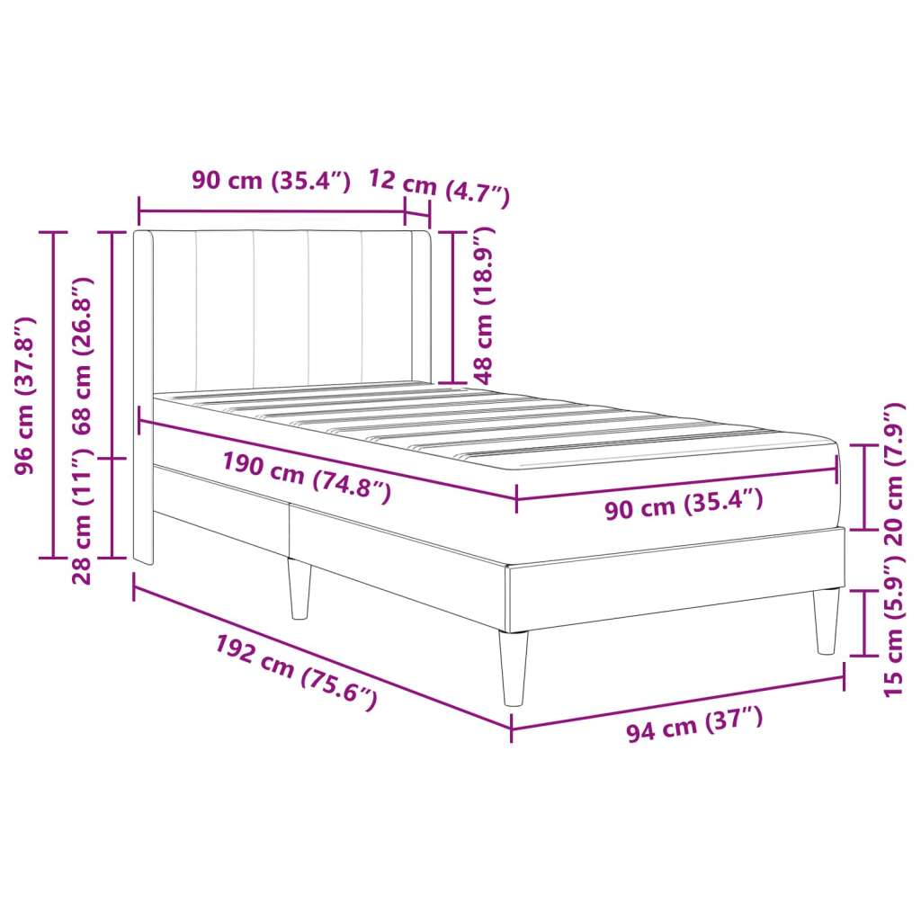  Okvir za krevet Tamno siva 90 x 190 cm Baršun - Tamno siva 90 x 190 cm | shoptok.hr