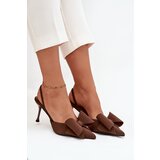 Boto High heels with open heels and bow Brown Eklevia | shoptok.hr