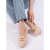 SHELOVET Comfortable suede moccasins beige cene
