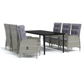  7-dijelni vrtni blagovaonski set s jastucima sivo-crni | shoptok.hr