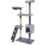 vidaXL Mačje drevo s praskalniki iz sisala 150 cm s tačkami sive barve | Shoptok.si