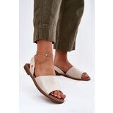 EVENTO Women's sandals on flat heel eco leather beige Dereka | Shoptok.si