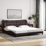  Okvir kreveta s LED-om bez madraca Hvar tamnosmeđi 200x200 cm od tkanine | shoptok.hr