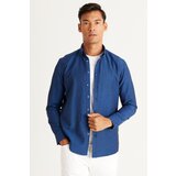 AC&Co / Altınyıldız Classics Men's Dark Navy Blue Buttoned Collar Easy to Iron Cotton Slim Fit Slim Fit Oxford Shirt Cene