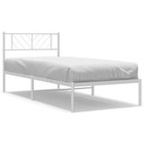 Maison Chic Kovinski Postelja za odrasle - Posteljni Okvir z vzglavjem bel 90x190 cm, (22080565) | Shoptok.si