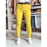DStreet Spodnie damskie slim fit z paskiem LINESKA musztardowe | Shoptok.si