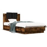 Furnova Posteljni okvir z vzglavjem dimljen hrast 90x190 cm inž. les, (21936806) | Shoptok.si