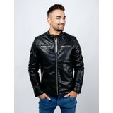 Glano Men's Leatherette Jacket - Black Cene