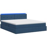  LED krevet za pohranu s madracem Plava 140 x 190 cm Tkanina - Plava 140 x 190 cm Prošiveno gumbima | shoptok.hr