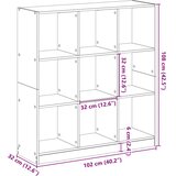  Regal za knjige boja betona 102 x 32 x 108 cm konstruirano drvo | shoptok.hr