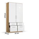 Rauch Möbel omara s klasičnimi vrati, hrast artisan, bela, visoki sijaj | Shoptok.si