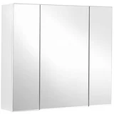 kopalniška stenska omarica, omarica z ogledalom, 3-vratna omarica za shranjevanje, 60 x 15 x 55 cm, z nastavljivo polico, moderna, bela BBK22WT, (21313506)