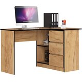 AKORD B16 Kotna Pisalna Miza, 3 Predali, Desna Izvedba, Hrast Craft, (5000333073) | Shoptok.si