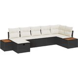  Set od 7 komada kauča za vrt s jastučićima Crni poli ratan | shoptok.hr