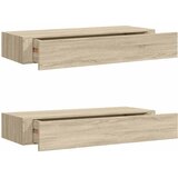  Zidne police s ladicom 2 kom boja hrasta 60 x 23,5 x 10 cm MDF | shoptok.hr