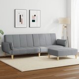  The Living Store Kavč dvosed s stolčkom za noge svetlo sivo blago - Kavč Z Ležiščem, (21494924) Cene