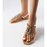 Gemre Golden sandals with rhinestones Larocque | ePonuda.com