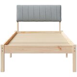  Okvir kreveta s uzglavljem Smeđa i svijetlo siva 75 x 190 cm | shoptok.hr