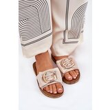Boto Flat Women's Slippers With Decorative Detail Beige Nellodra | Shoptok.si