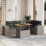  The Living Store Vrtna sedežna garnitura 6-delna z blazinami siv poli ratan - Vrtna Sedežna Garniture, (21477216) | Shoptok.si