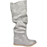 Fox Shoes Women's Gray Suede Boots with Hidden Wedge Heels | Shoptok.si