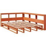  Knjižna postelja brez vzmetnice vošč. rjava 150x200 cm borovina, (21792075) | Shoptok.si