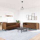  Chesterfield garnitura s jastucima, 2 dijela, smeđa, umjetna koža | shoptok.hr
