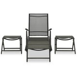 Maison Chic Seti vrtnega pohištva - Vrtna garnitura 3-delna tekstil in aluminij črna, (21797472) | Shoptok.si