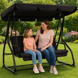 Lean Toys Vrtna gugalnica za štiri osebe s streho, prostostoječa, črna | Shoptok.si
