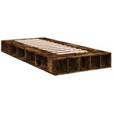 vidaXL Posteljni okvir dimljeni hrast 100x200 cm inženirski les | Shoptok.si