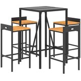  5-dijelni vrtni barski set crni od poliratana i drva bagrema Crna 70 cm table length | shoptok.hr