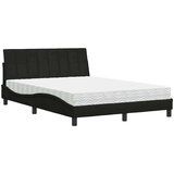vidaXL Postelja z vzmetnico črna 140x200 cm blago | Shoptok.si