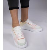 Gemre White-yellow sporty faux leather sneakers Lavilia | Shoptok.si