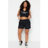 Trendyol Curve Plus Size Shorts & Bermuda - Black - High Waist Cene