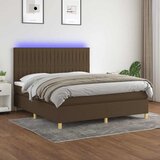  box spring s madracem LED tamnosmeđi 160x200 cm tkanina | shoptok.hr